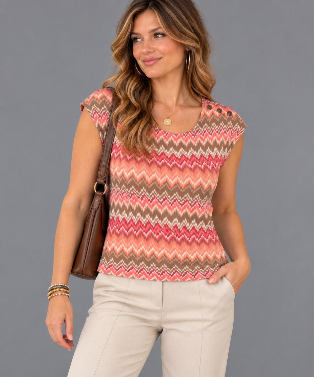 The Limited Women's Chevron Stripe Knit Cap Sleeve Top XS